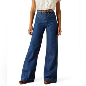 Ariat Sz 32R Rinse Ultra High Rise Westie Yoke Western Wide Jean